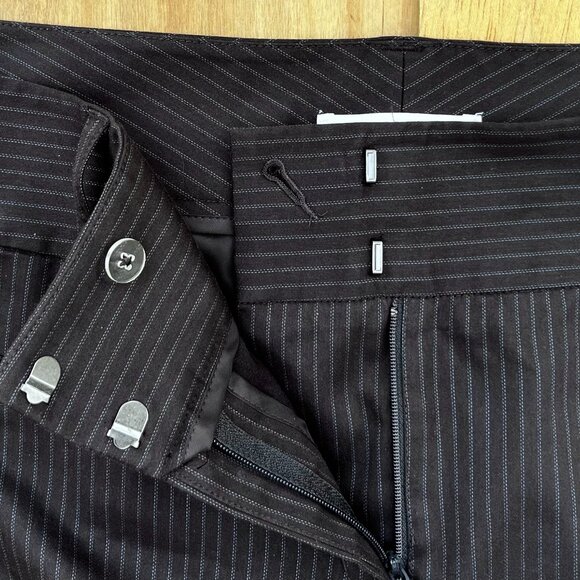 CABI WORK IT PINSTRIPE TROUSERS WOMEN’S sz 16 Wide Leg High Rise Black NWOT - Picture 3 of 12